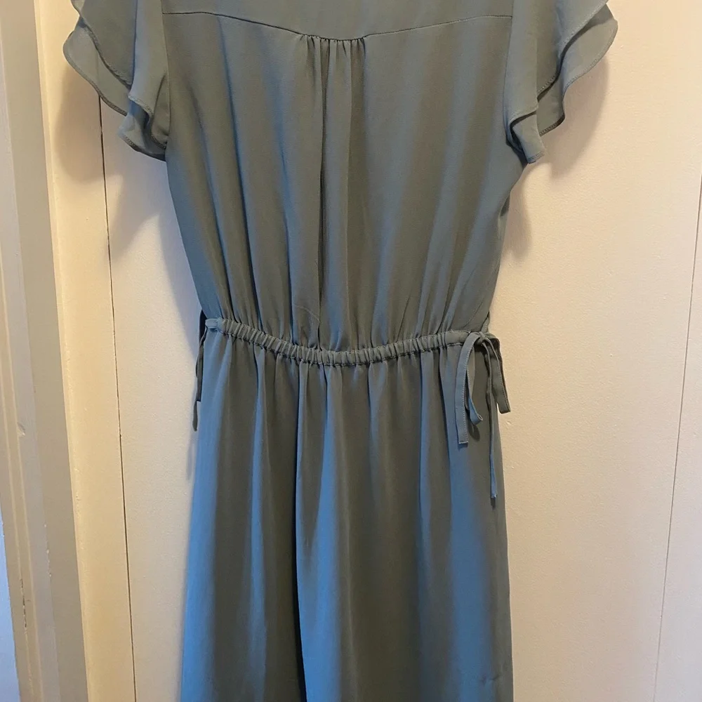 H&M Green Ruffled Ruched Midi Sundress - Picture 2 of 5